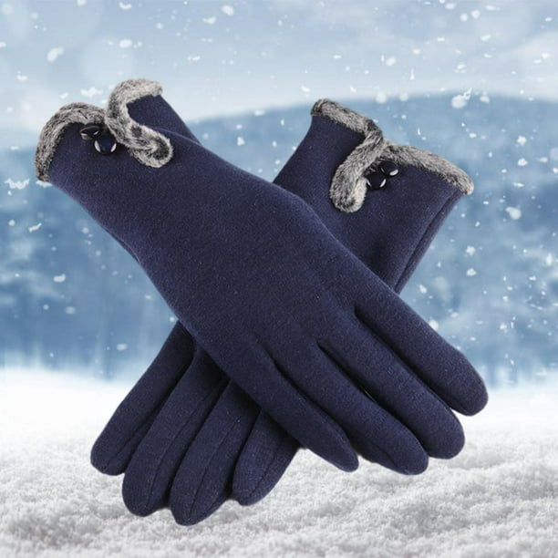 Guantes de invierno para mujer Pantalla táctil Fleece Grueso Cálido Cómodo  Azul jinwen Guantes de invierno para mujer