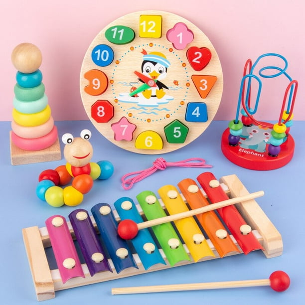 Juguetes educativos Montessori para bebés, juegos de rompecabezas de  madera, juguetes educativos para el desarrollo del bebé, rompecabezas para  niños de 1, 2 y 3 años Fivean unisex