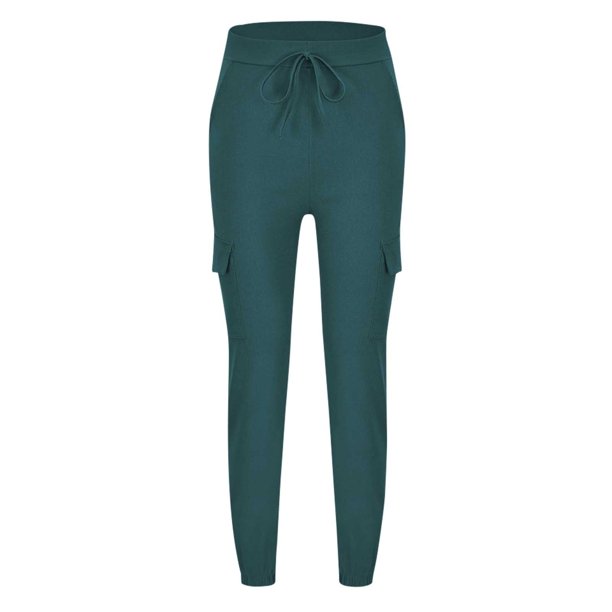 Gibobby Pantalones cargo para mujer Pantalones casuales de con múltiples  bolsillos para damas Pantalones de cuerda con corsé de cintura  elástica(Azul oscuro,M)