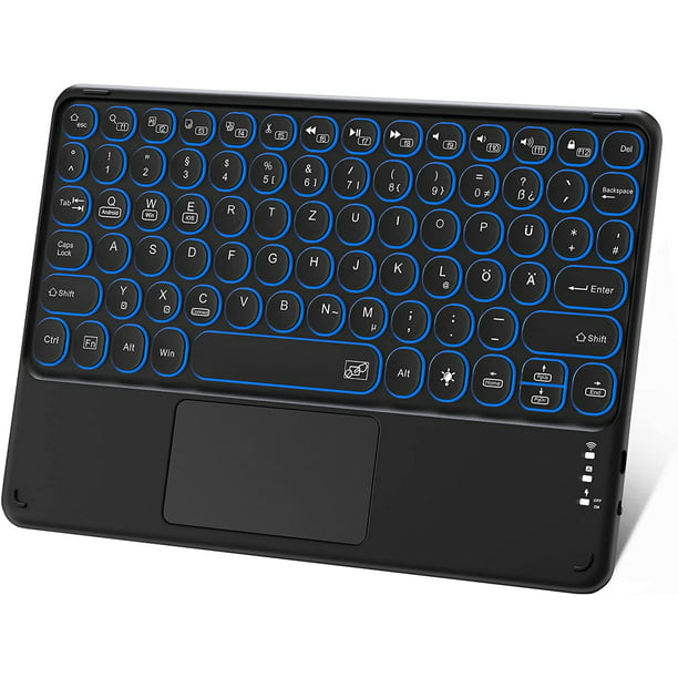 IVSOTEK Teclado Bluetooth multidispositivo con panel táctil, teclado  inalámbrico portátil recargable para tableta con panel táctil y  retroiluminación