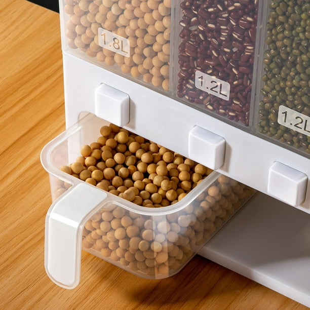Dispensador de cereales doble blanco hermético para encimera, contenedor de  almacenamiento de alimentos, dispensador giratorio de cereales de