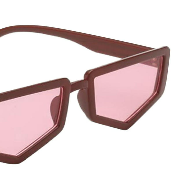 de sol montura pequeña vintage de lentes de espejo irregures unisex Marco  rojo Hugo Gafas de sol rectangulares para mujer