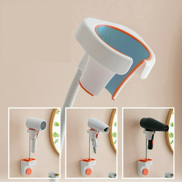 Soporte ajustable para secador de pelo, soporte para secadora de pelo con  rotación de 360 grados con brazo posicionable y ventosa, soporte para