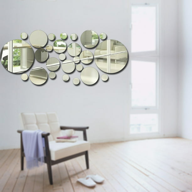 OMGAI DIY Espejos de pared autoadhesivos, espejos decorativos de acrílico  redondo removibles con forma de círculos adhesivos para decoración de  pared