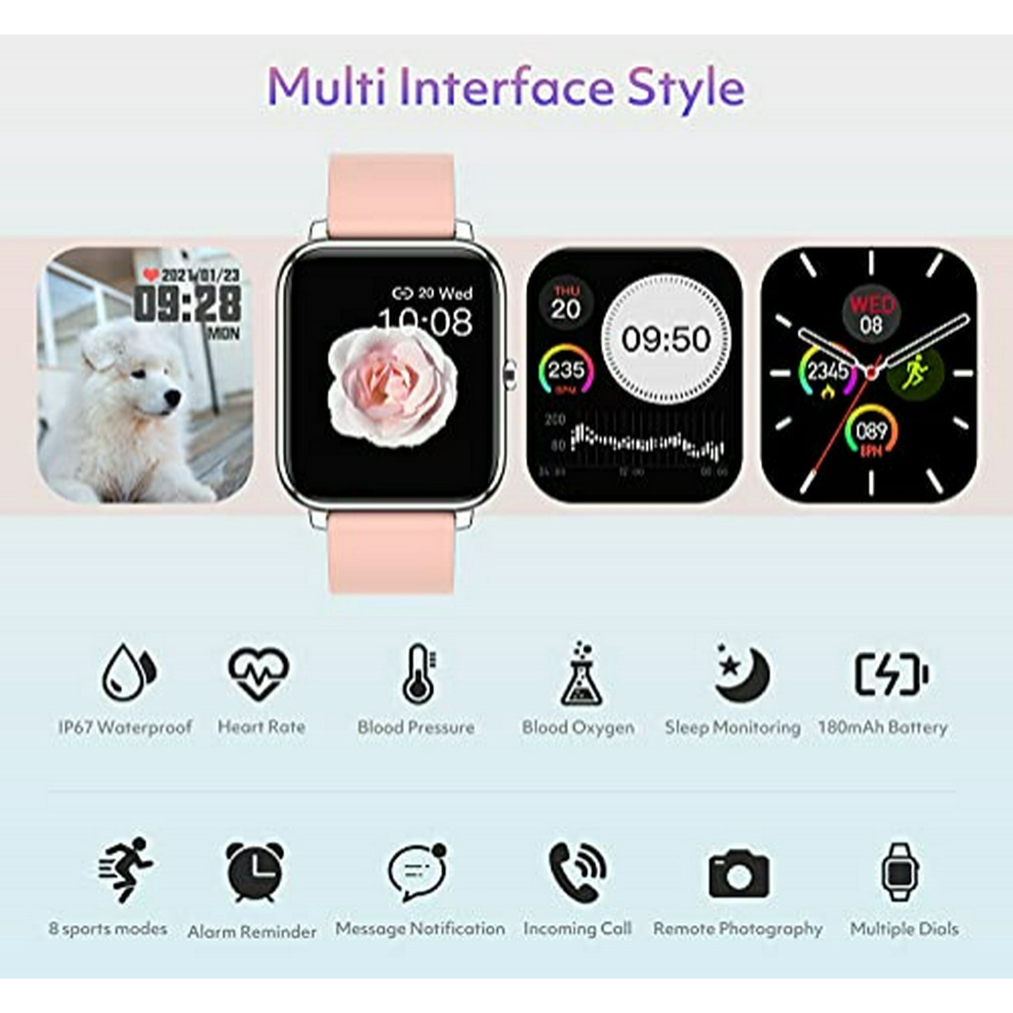 Relojes inteligentes 2022 para mujeres y niñas, relojes inteligentes para  teléfonos Android iPhone, IP68 impermeable reloj rastreador de actividad  con