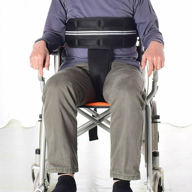 Cinturon de sujeccion para silla de ruedas con banda entre las piernas