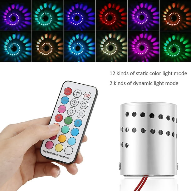 RGB espiral agujero LED pared luz efecto lámpara de pared con control  remoto bar