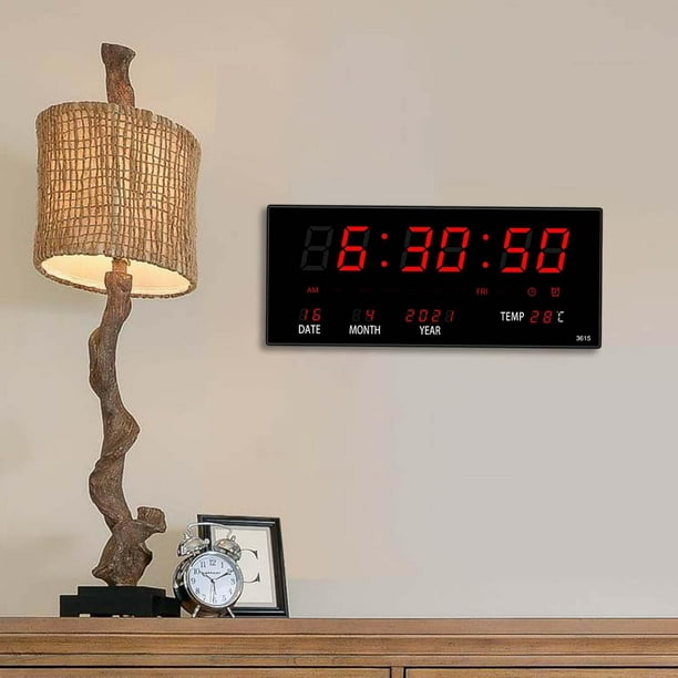 Reloj digital con rectangular con fecha, , temperatura interior, reloj  despertador de pared para cocina, oficina, garaje, tienda Macarena reloj  digital de pared