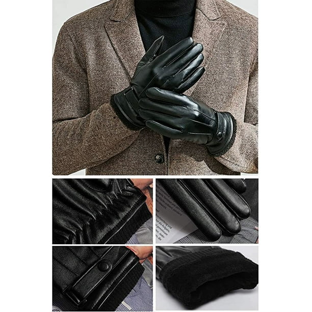 Comprar Guantes de cuero para hombre Pantalla táctil Invierno a prueba de  viento Mantener caliente Guantes masculinos de otoño e invierno Negro