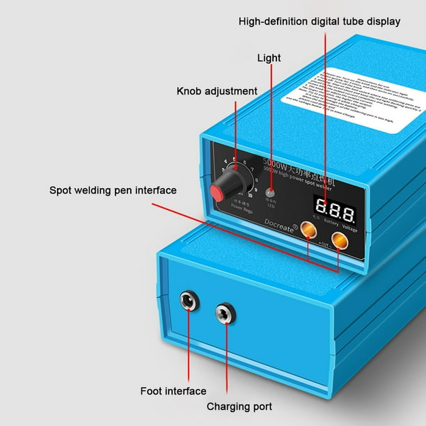 Máquina de soldadura por puntos de 5000 W, 10 engranajes, Kit de soldador  por puntos DIY, tira de ní JShteea El nuevo