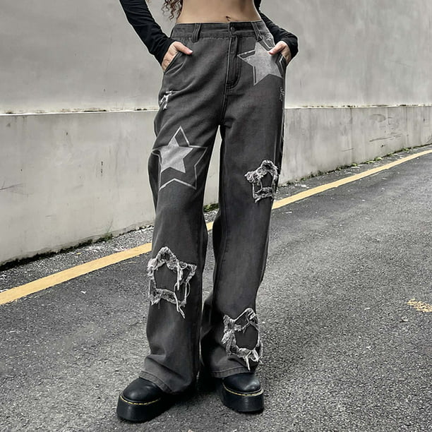 Street Vibes Pantalones jogger cargo de cintura con cordón de pierna ancha  paracaídas, Moda de Mujer