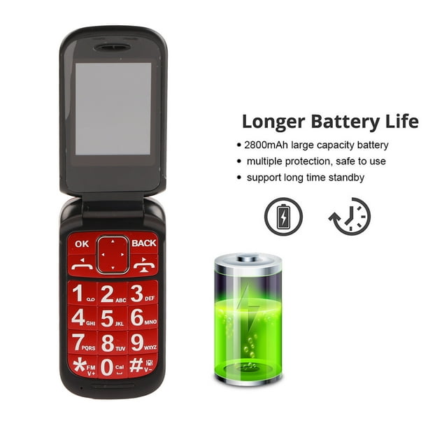 Teléfono celular para personas mayores desbloqueado, botón grande Dual SIM  Senior, teléfono móvil fácil de usar con batería de gran capacidad