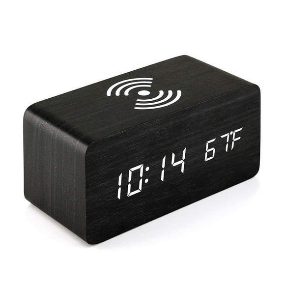 despertador de madera con almohadilla de carga inalámbrica qi compatible con iphone samsung madera l zhivalor 2233693