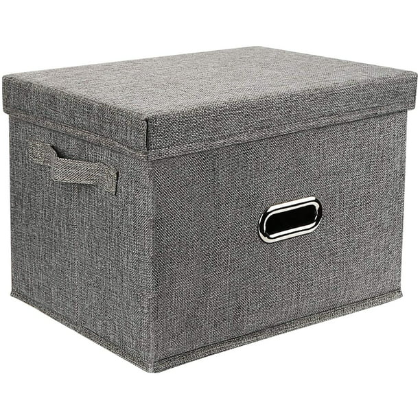 Caja de almacenamiento, cesta de almacenamiento plegable para ropa de lino,  con tapa, caja de almacenamiento plegable para guardarropa, ropa, libros