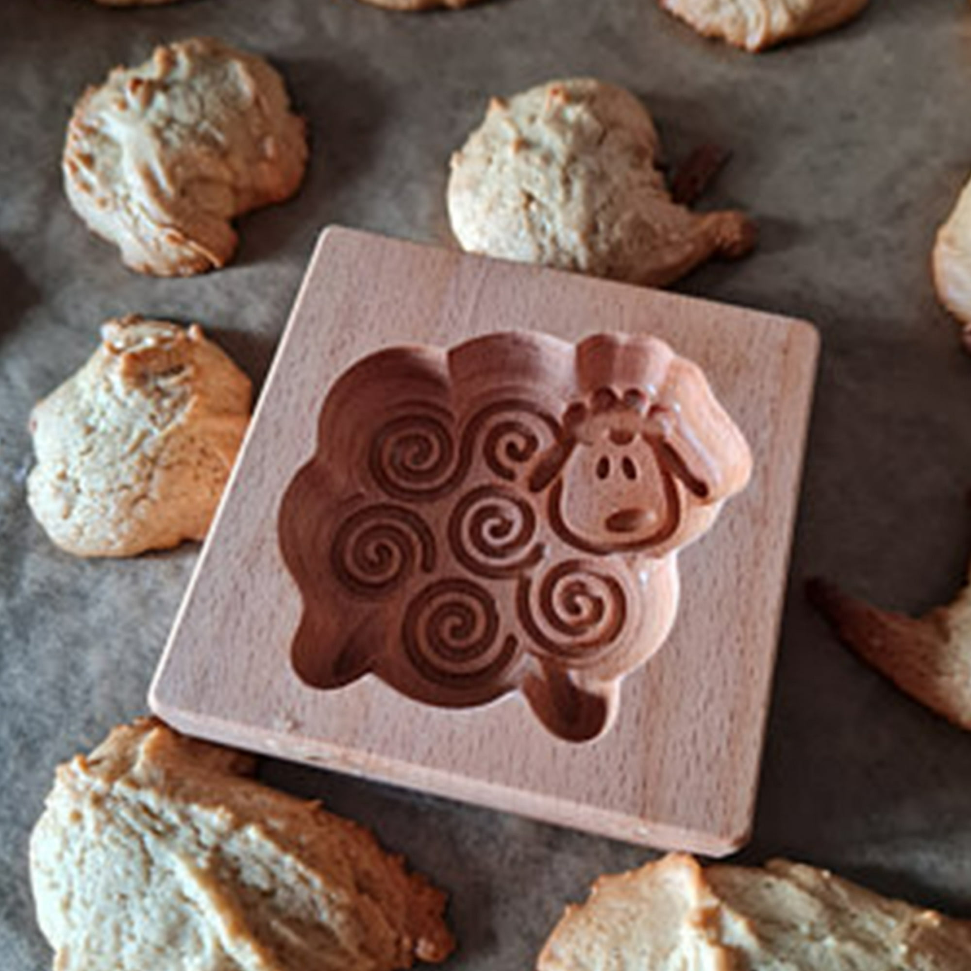 Molde de madera tallada para galletas, cortador de galletas de jengibre,  sello de galletas de jengibre, moldes de sello de prensa de conos de pino