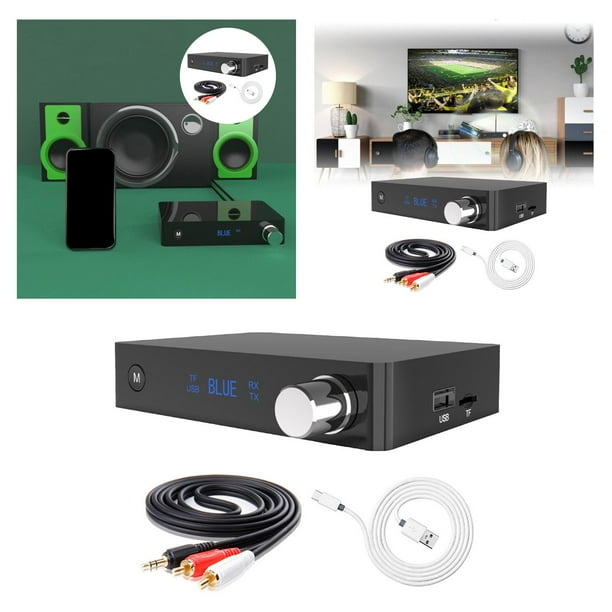 2x Receptor transmisor inalámbrico para TV, adaptador de sonido 5.0 de 3,5  mm, estéreo auxiliar 2 en un de baja latencia, para auriculares, Yotijar Transmisor  Bluetooth para coche