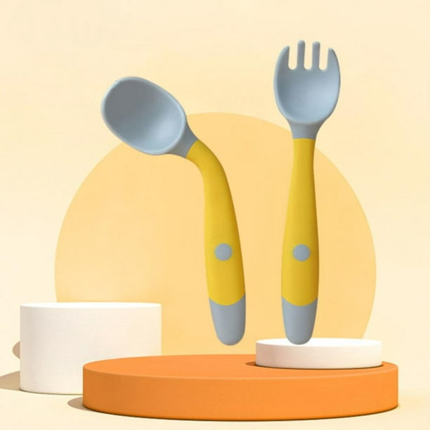 Doddl - Juego de cubiertos para niños, niños y bebés de 12 meses + cuchara  y tenedor de 2 piezas, diseño ergonómico para promover la alimentación