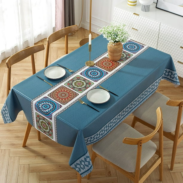 Mantel impermeable azul marino y naranja, mantel rectangular de arte  abstracto geométrico de siglo medio para decoración de mesa de cocina,  mantel