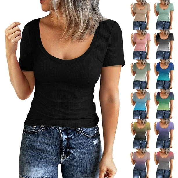  Camisas para mujer 2023, camiseta casual de verano de talla  grande, camisas de manga corta a la moda, blusa para salir, túnica  elegante, 1-multicolor : Ropa, Zapatos y Joyería