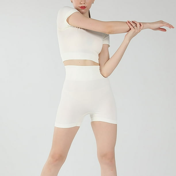 Gibobby Yoga pants cortos mujer Pantalones cortos para correr 2 en 1 para  mujer(Blanco,G)