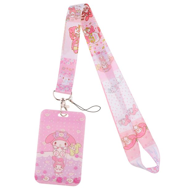 Anime Hello Kitty Cartoon Lanyard Keychain Cord ID Card Holder USB Badge  Holder Phone Strap Necklace Gong Bohan LED