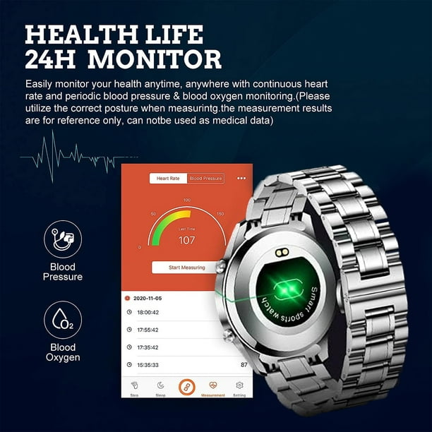 Reloj inteligente para teléfonos, rastreador de actividad física con hacer/ responder llamadas, reloj inteligente con monitor de ritmo cardíaco durante  el sueño, seguimiento de actividad, para hombres