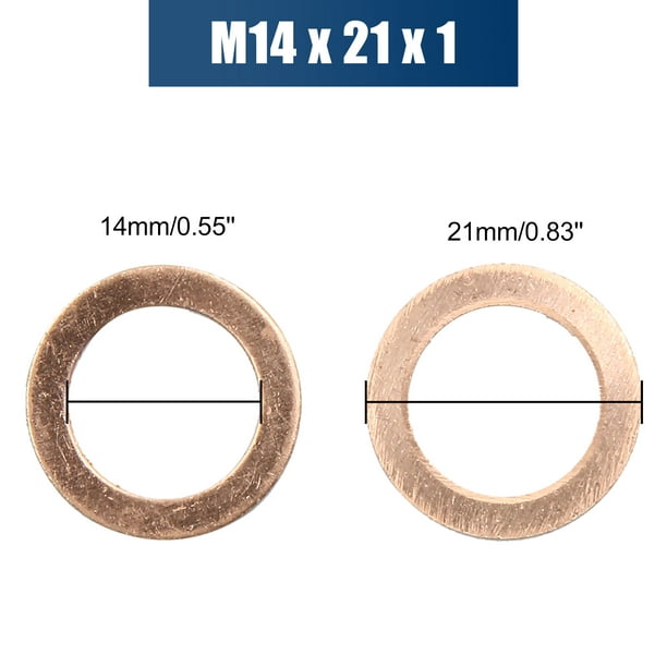 X AUTOHAUX 10 piezas de arandelas de cobre de diámetro interior de 1.024 in  Junta de sellado plana O-Shape Rings
