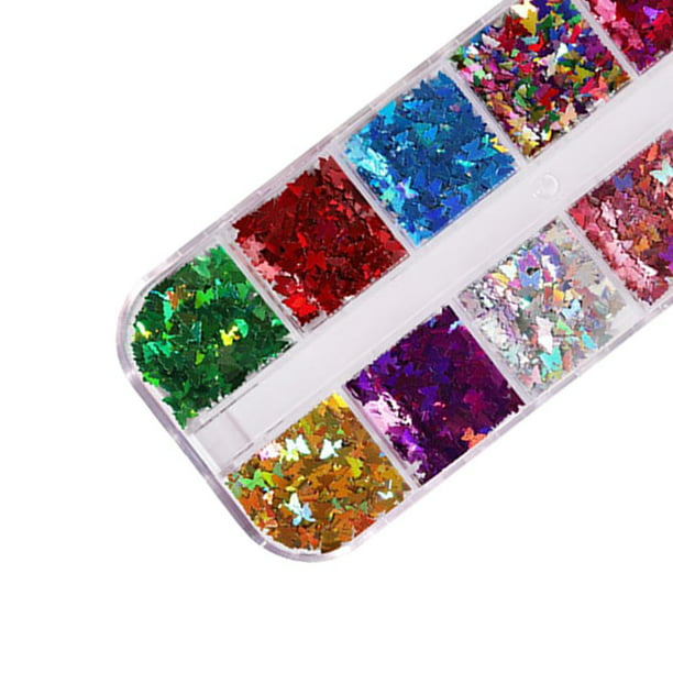  1 caja de lentejuelas para uñas Aurora AB Color Paillette  Mermaid Nail Flakes Glitter Manicura Estrella Corazón Redondo Slider-Nail  Glitter Flakes para uñas - Escamas de purpurina de uñas holográfica-Arte de