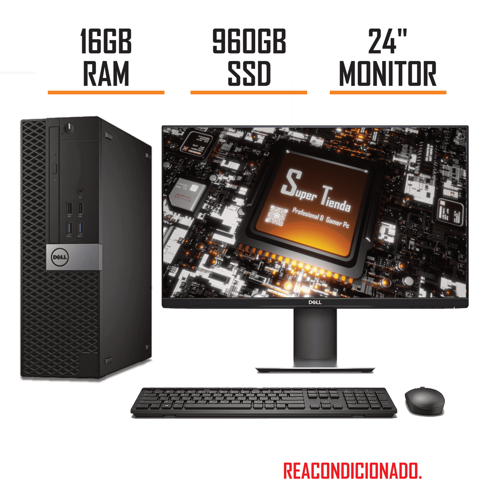 PC DELL OPTIPLEX Intel RAM 16GB SSD 960GB WIFI MONITOR 23.8 ...