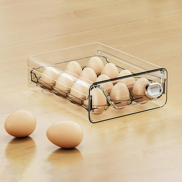 Comprar Organizador de almacenamiento de huevos para refrigerador apilable  de 2 capas con control deslizante de datos 32 rejillas tipo cajón Porta  huevos Sin BPA Contenedor de almacenamiento para refrigerador de plástico