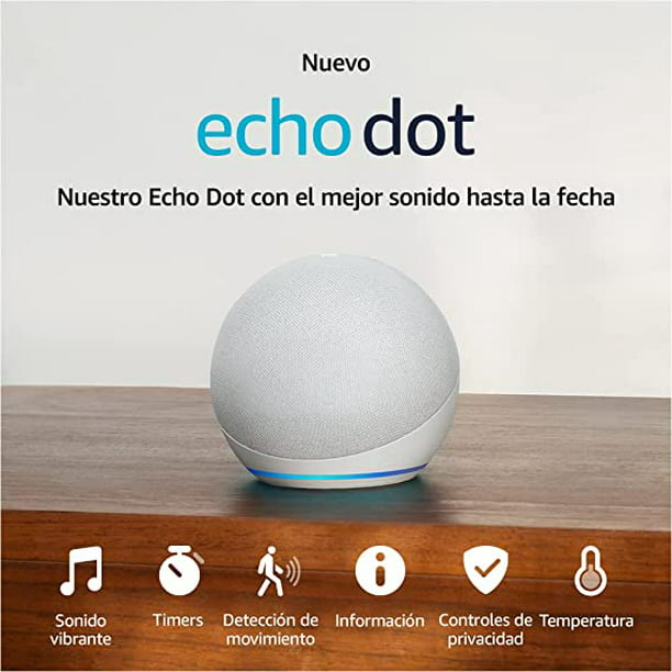Bocina Echo Dot (4ta Generación) con Alexa y Reloj Digital Blanco