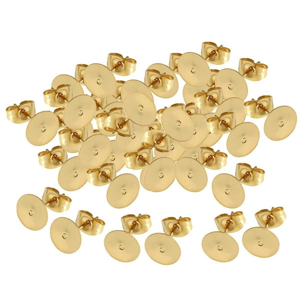 Pendientes de botón dorados con diseño de mariposa de acero