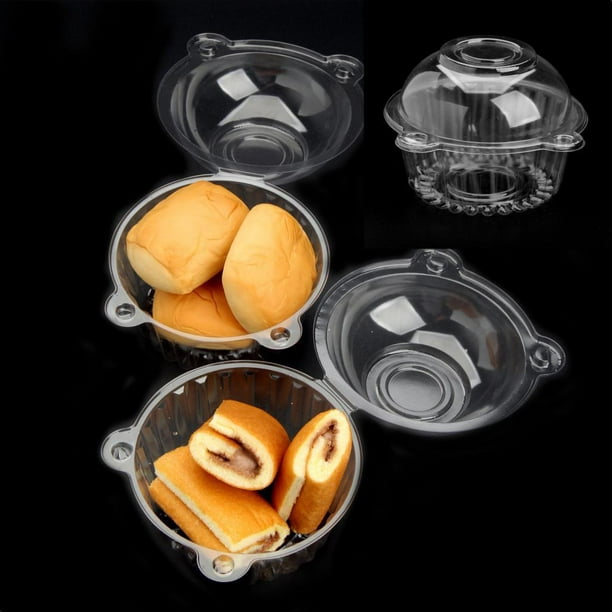 Kichvoe Porta pasteles redondo con tapa de cúpula portátil para cupcakes,  caja de almacenamiento de plástico para magdalenas y tartas con cubierta de