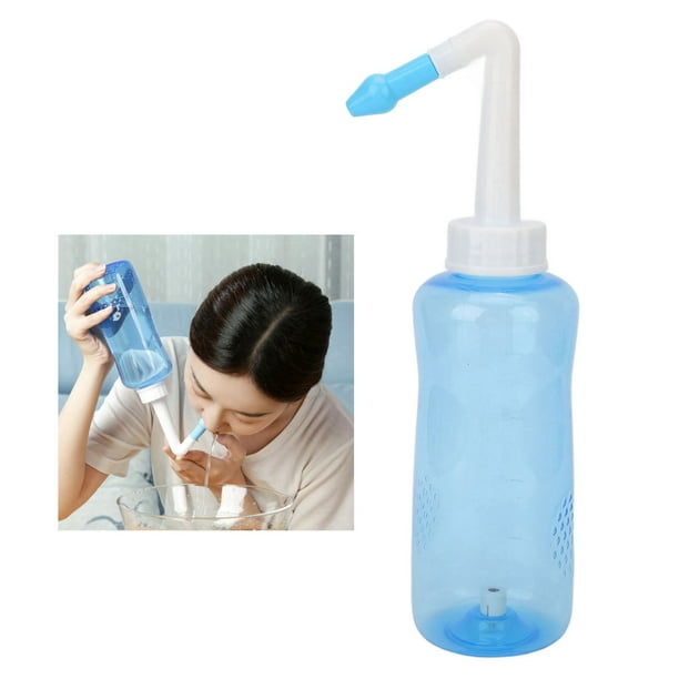Limpiador nasal de respiración suave con 2 boquillas, botella de 500 ml,  limpiador de lavado nasal para adultos y niños