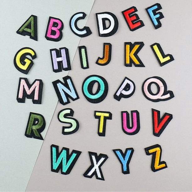 52 parches de letras termoadhesivas de 2 pulgadas de la AZ con apliques del  alfabeto, 2 juegos de parches de letras para ropa, manualidades de