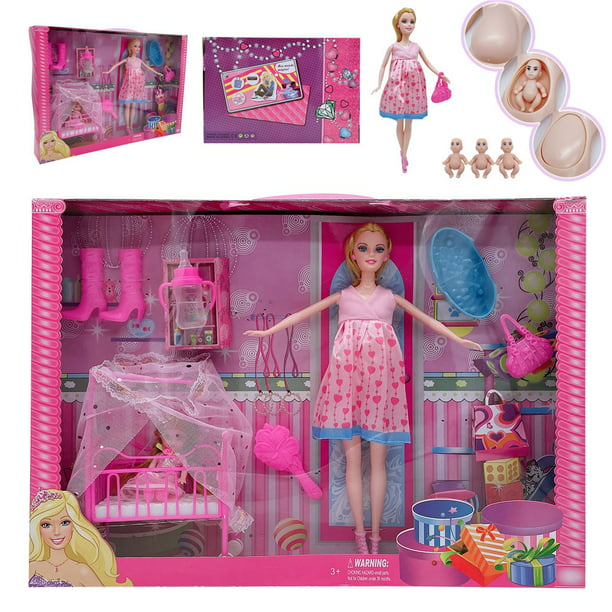 Juego de muñecas Barbie hechas a mano, accesorios para bebés, mamá  embarazada, dama, regalo de cumpleaños para niña, día de Navidad