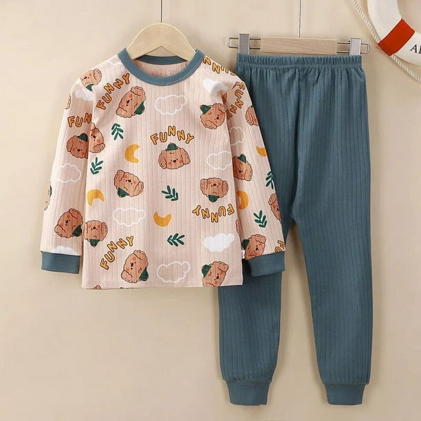 Niños Niñas Pijamas Otoño Invierno Manga larga Conjunto de ropa para niños  Ropa de dormir Conjuntos de pijamas de algodón para niños 2 4 6 8 10 12