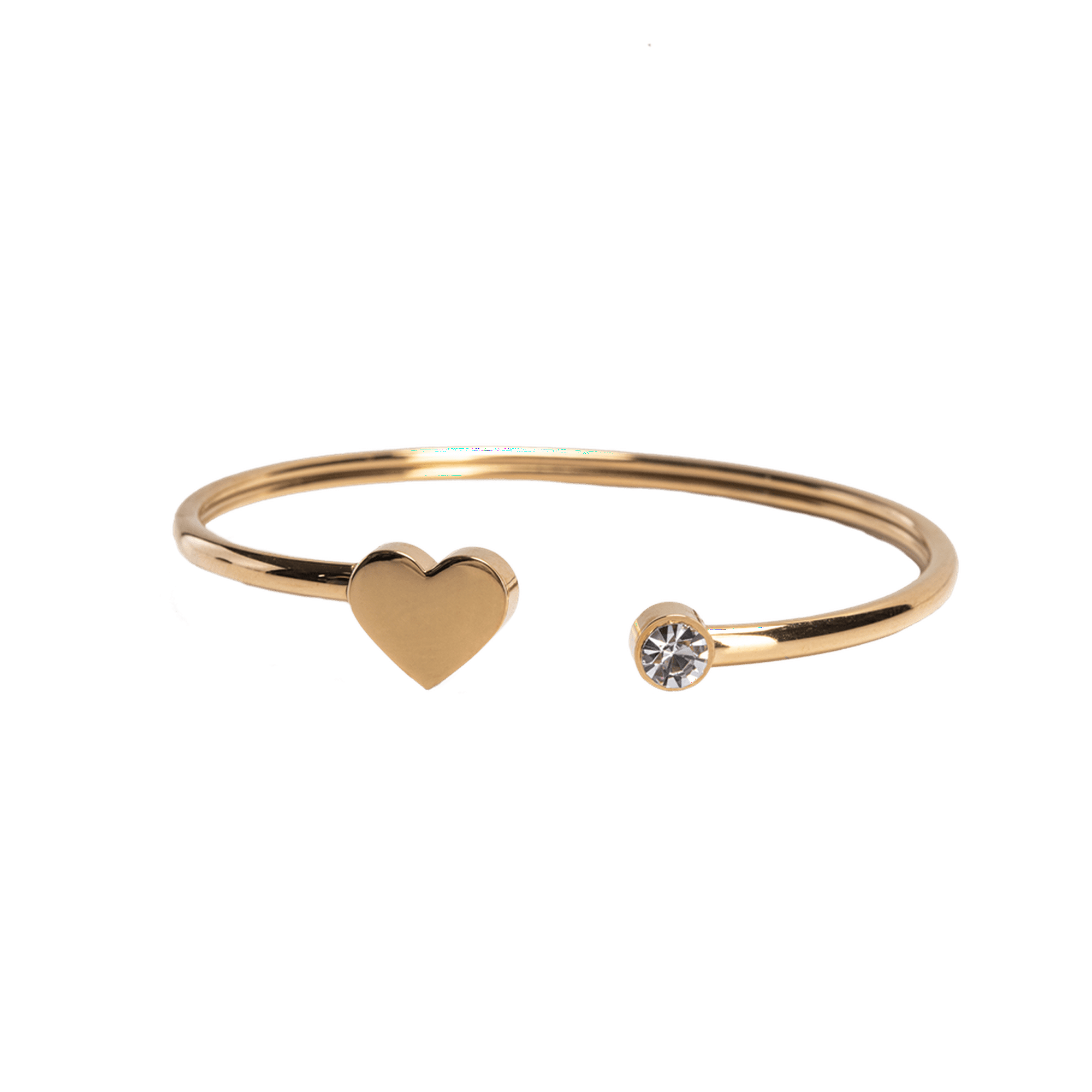 Pulseras mujer de corazón luckyly, brazalete de acero inoxidable y zirconia cúbica, modelo aléx dorado unitalla