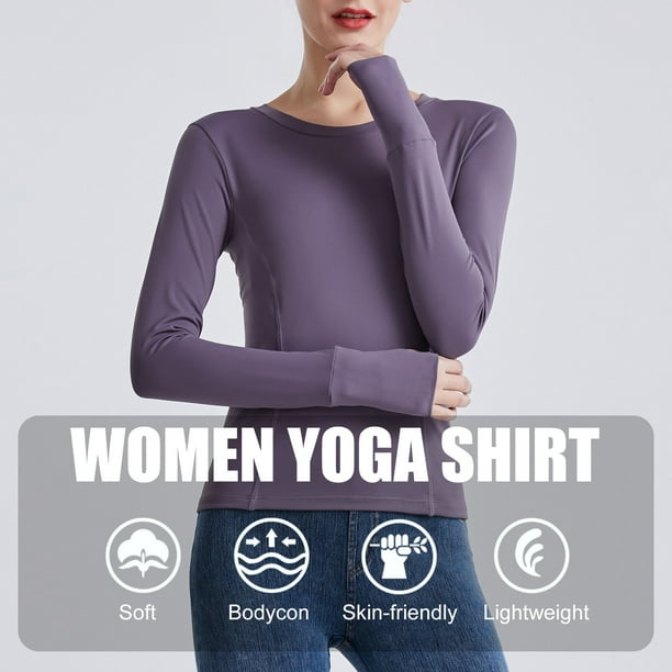  Camisetas deportivas de yoga para mujer, camisetas deportivas  sólidas, camisetas deportivas para mujer, gris, M : Ropa, Zapatos y Joyería