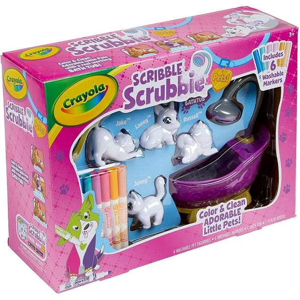 Set de Rotuladores Crayola para Mascotas Scribble Scrubbie, 24 Unidades,  Lavables. Ideal Niños, Rellenos Medias