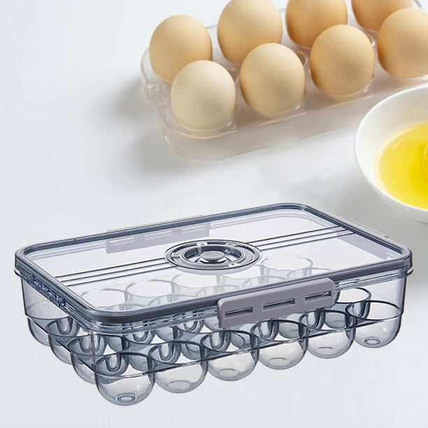 Portahuevos para nevera, Hueveras apilables de plástico sin BPA con tapa  para refrigerador, Bandeja de almacenamiento de huevos para nevera, cocina  Cuadrícula gris 24 Macarena Titular de huevo
