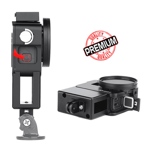 V2 - Carcasa para vlogging con micrófono, soporte para zapata fría,  compatible con GoPro Hero 7 6 5, adaptador de audio de micrófono,  accesorios para