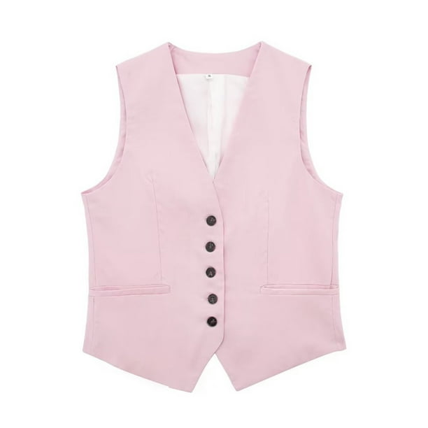 Chaleco Chalecos con botones para mujer, cómodo, ajustado, elegante, chaleco  (rosa XS) Kuymtek Rosa T XS para Mujer