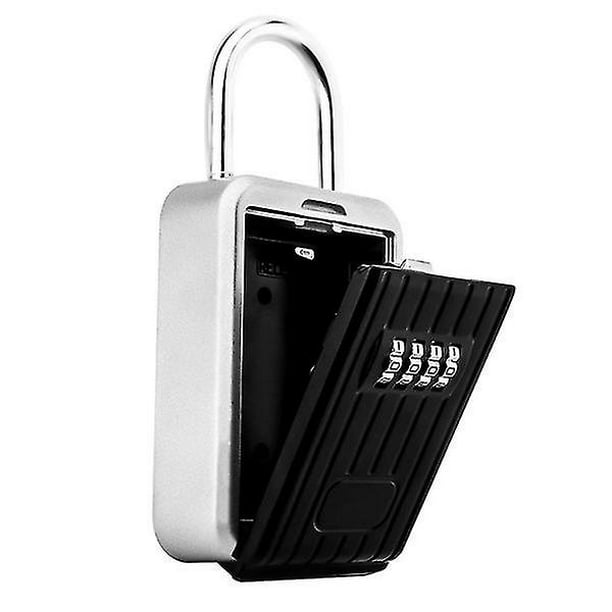 Caja para llaves de seguridad montada en la pared con combinación de 4  dígitos, Caja para llaves para exteriores de gran tamaño con asa, Caja para  llaves con combinación de códigos (negro)