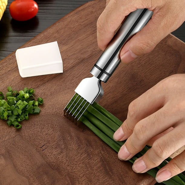 2 piezas de cocina triturar seda el cuchillo, cortador de cebolla de acero  inoxidable, cortador de ajo, cortador de ajo, cortador de cebolla verde
