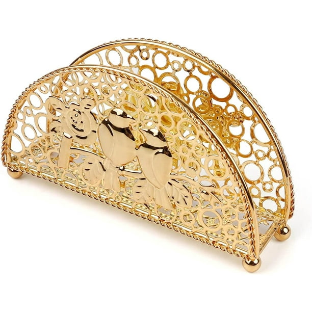 1 servilletero de metal (dorado), soporte decorativo para pañuelos