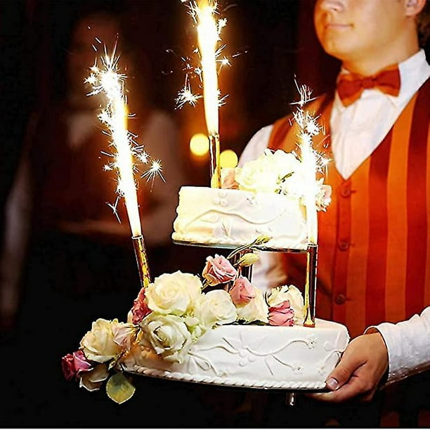 Vela de feliz cumpleaños con bengala dorada para tartas de cumpleaños,  celebraciones, decoración para tartas, suministros temáticos para fiestas  de aniversario y cumpleaños -  España