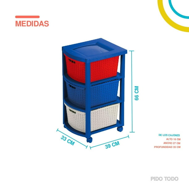 Torre 3 Niveles Cajonera Multiusos Organizador Plastico lila 6.49 pulg Pido  Todo CJN1-3GVT