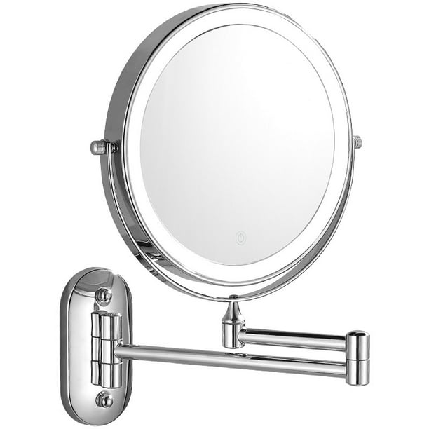 MRJ Espejo de Aumento de Pared 10X, Redondo de Pared Espejo de Baño  Giratorio, Espejo de Maquillaje con luz LED, Extensible, Doble Cara  giratoria de 360 °, 7 Pulgadas : : Hogar y cocina