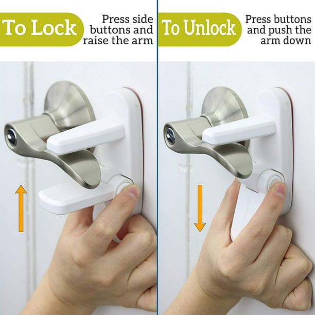 Cerradura de seguridad para bebé, evita que los niños pequeños abran  puertas con un bloqueo de manija de puerta a prueba de niños - Adhesivo 3M  